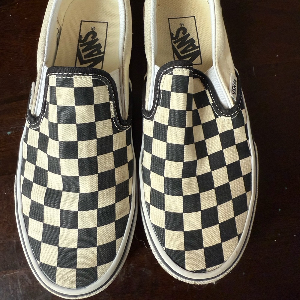 Vans Kids Black and White Checkered Slip-On Sneakers